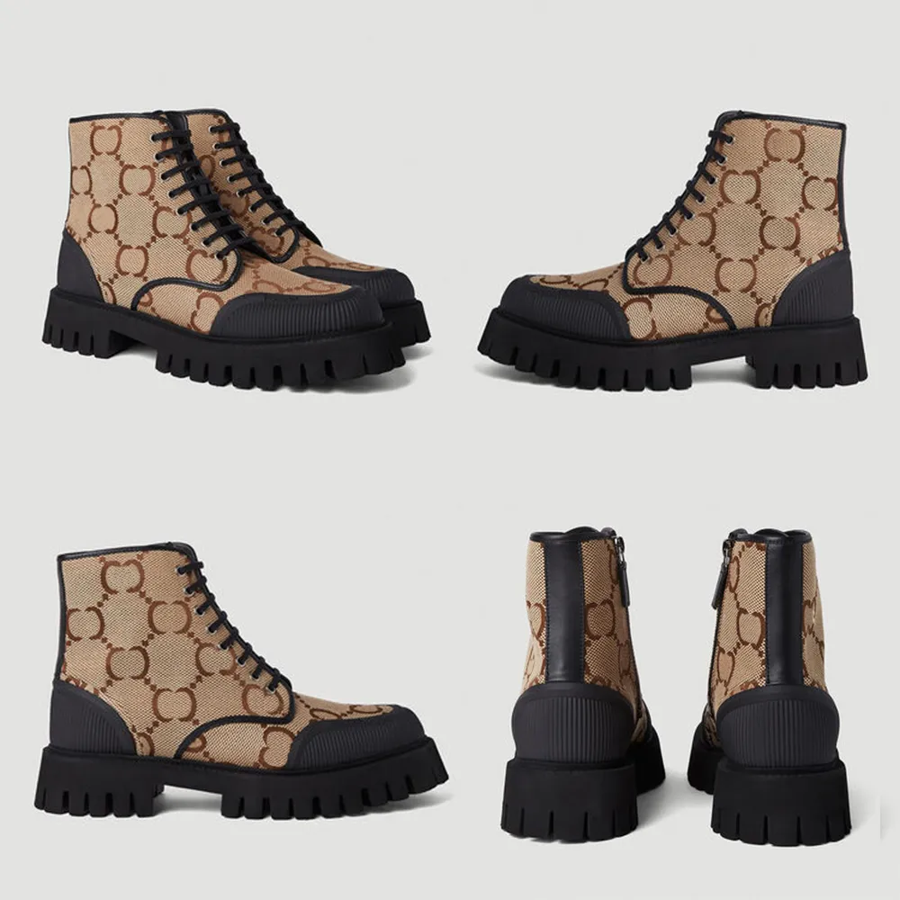 Designer Boots Platform Flats Combat Boots Low Heel Booties Leather Chain Logo Buckle Womens Luxury Designer Shoes Factory Factwear 35-41