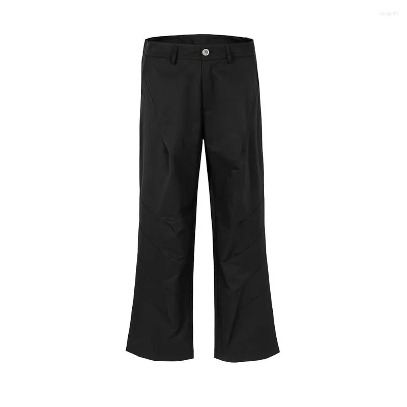 Męskie spodnie Letnie światło i cienkie szerokie nogi plisowane dla mężczyzn proste czarny kolor workowate swobodne Cargos Unisex 11 -Hop Hop kombinezon