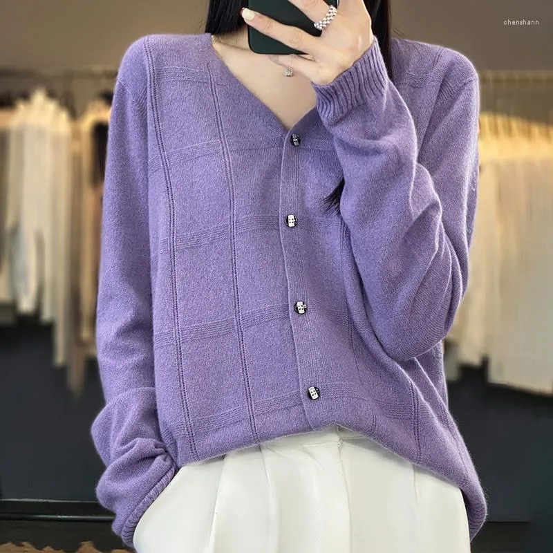 Women's Knits Wool Knitted Soman's Sweater Female Cardigan Long Sleeve V-Neck Casual Coats Fashion Spring Jacket Clothes Large Size Tops