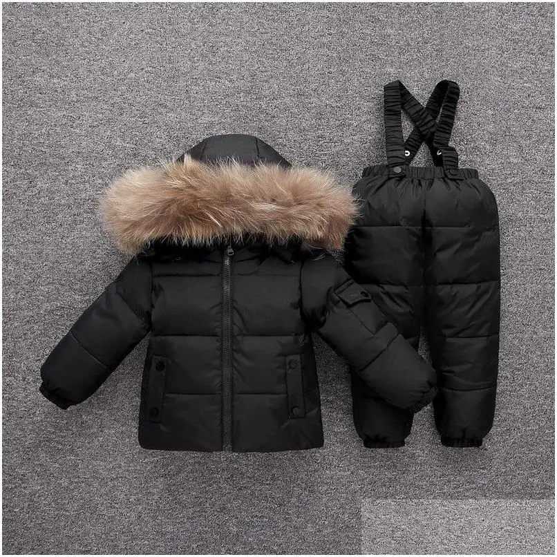 Down Coat Chaqueta de invierno Ropa para niños Conjunto Bebé Niño Niña Ropa para niños para niño Parka Espesar Ropa de nieve Traje de esquí T191026 Drop D DH7M3