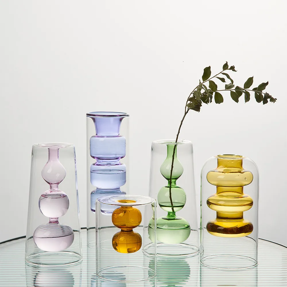Vase Nordic Glass Vase Hydroponics Home Decor Living Room Decor Desk Accessories Terrarium Decor Vases Vases for Flower Arrange Gifts 230812