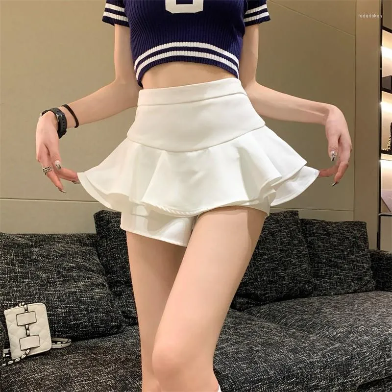 Skirts Ruffle Shorts Skirt Y2K Vintage High Waist Women Sweet Cute Preppy Style Casual Wild Slim A Line Mini Street