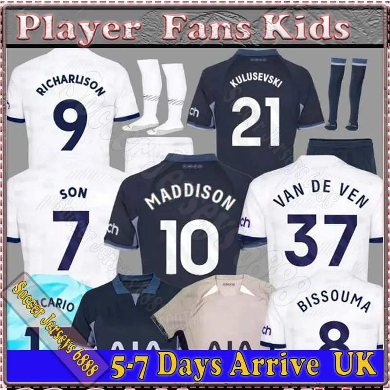 Uomini BAMBINI 23 24 SON Maglie da calcio 2023 2024 Maglia Maglia da calcio ROMERO VAN DE VEN KULUSEVSKI BISSOUMA RICHARLISON PEDRO PORRO Tifosi giocatori MADDISON VICARIO