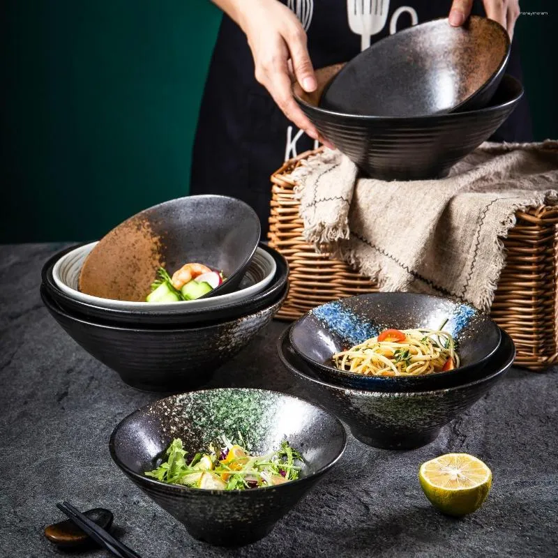 Bols japonais nouilles nouilles bol commerciales haute capacité en céramique poterie créative de céramique repas repas