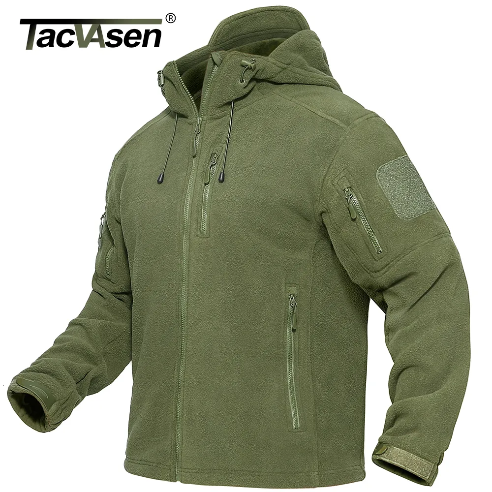 Herenjacks tacvasen lente winter fleece jas met hoodie heren tactische fleece jas full-zip omhoog outdoor winddichte capuchon warme werkjas 230812