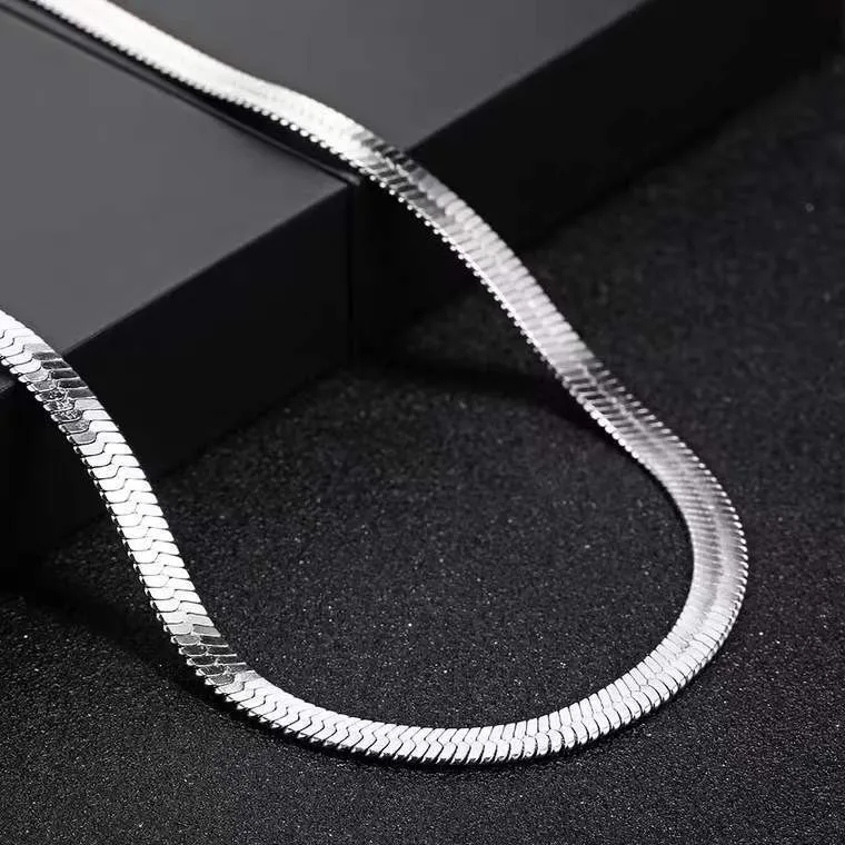 Blade Snake Necklace Chain 925 Sterling Silver 4mm Flat Link Clavicle  Accessory For Men And Women From Factorystore2016, $1.21