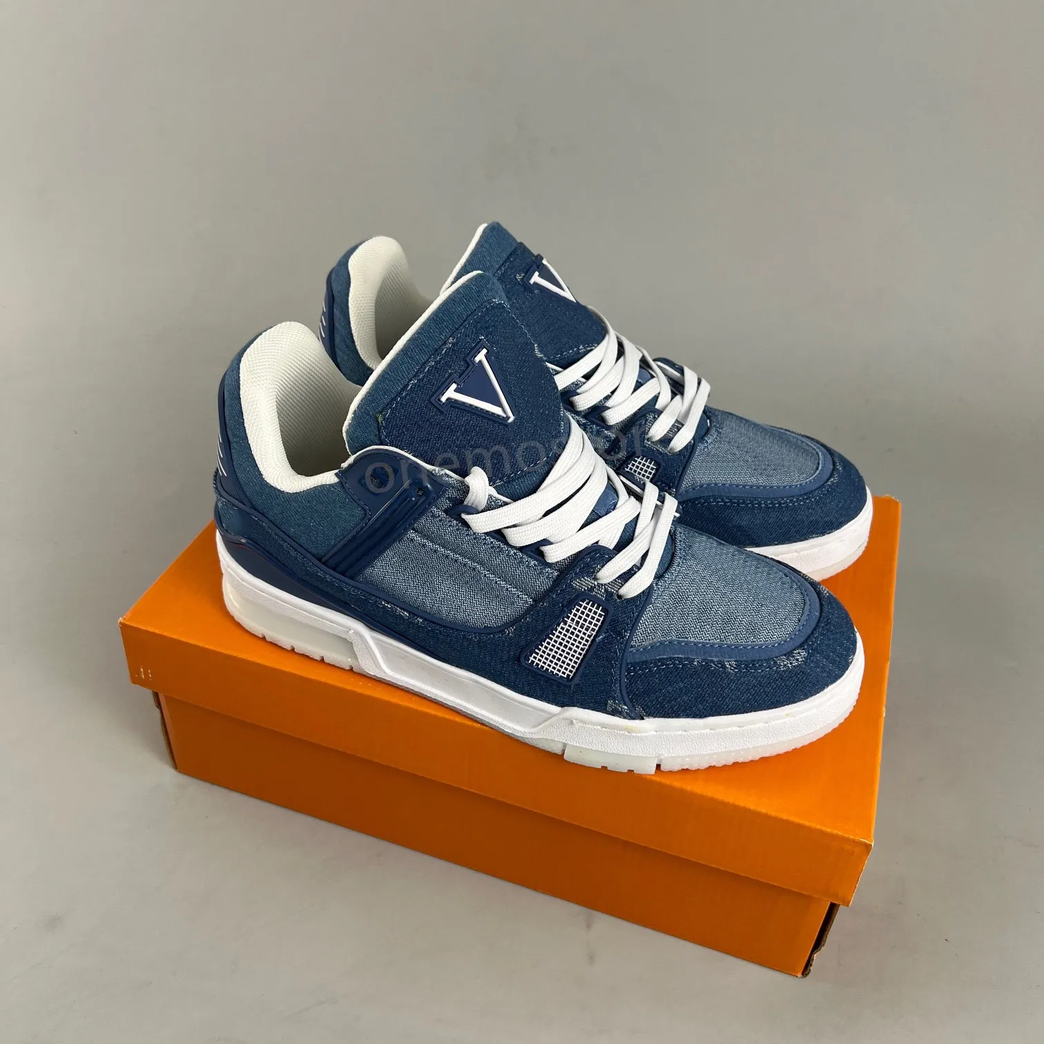 Louis Vuitton Sneakers Designer Outdoor Shoes With Platform Denim Leather And Overlays Mens Womens White Green Red Blue From Onemostore 31.16 DHgate.Com