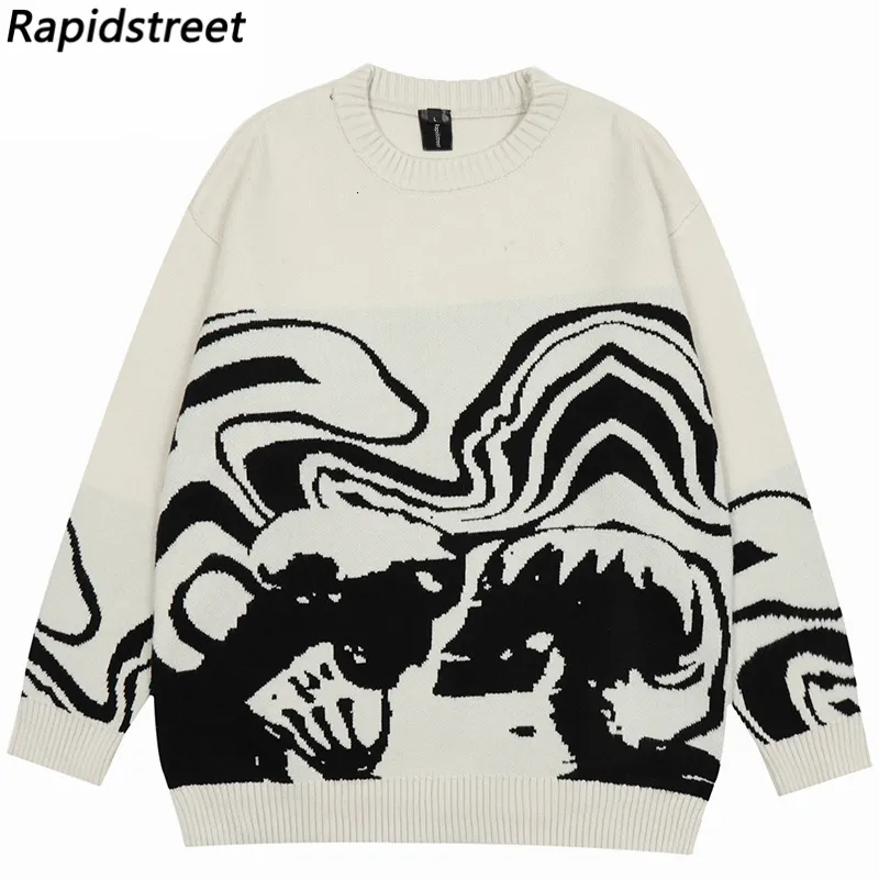 Men's Sweaters Vintage Knitted Sweaters Streetwear Y2K Grunge Hip Hop Skull Skeleton Jumpers Men Harajuku Casual Punk Gothic Pullover Unisex 230814