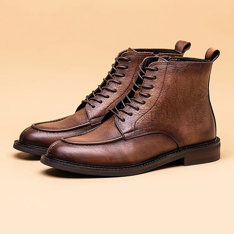 Bottes en cuir véritable pour hommes, chaussures d'affaires décontractées, de luxe, élégantes, Style britannique, styliste, mariage, Social, 230814