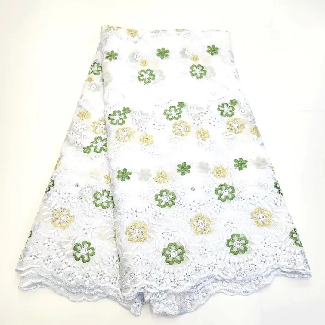 5 Yards Cotton Embroidery Swiss Lace Fabric with Rhinestones 51-52 Inch  Wide White Textile for Wedding Dress and Formal Apparel from Dhgate Fabric  - price 67.13