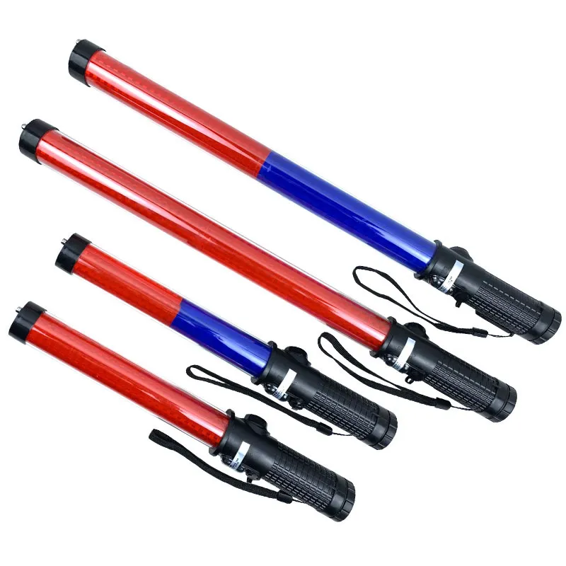 54 cm uppladdningsbar LED -kommandotrafik Baton Red Bue PC Tube Fluorescerande vägledning Larm Whistle Fire Emergency Varning Lampa