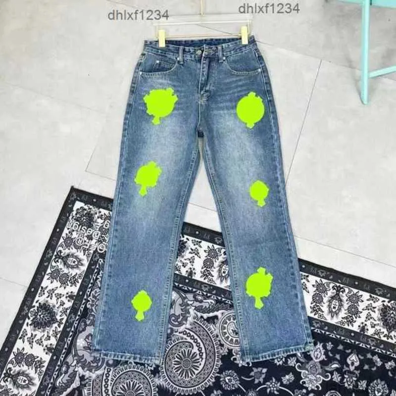 Ch jeans tasarımcısı eski yıkanmış krom düz pantolonlar yapmak kalp harf baskıları erkekler için gündelik uzun stil 13 87dr 11 12 4quw9dr9