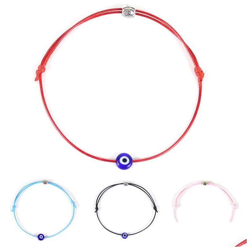Identificação Red String Evil Eye Eye Lucky Cord Bracelets coreanos jóias de bricolage corda feminina Cadeia de pulseira ajustável entrega de gotas dhdbw