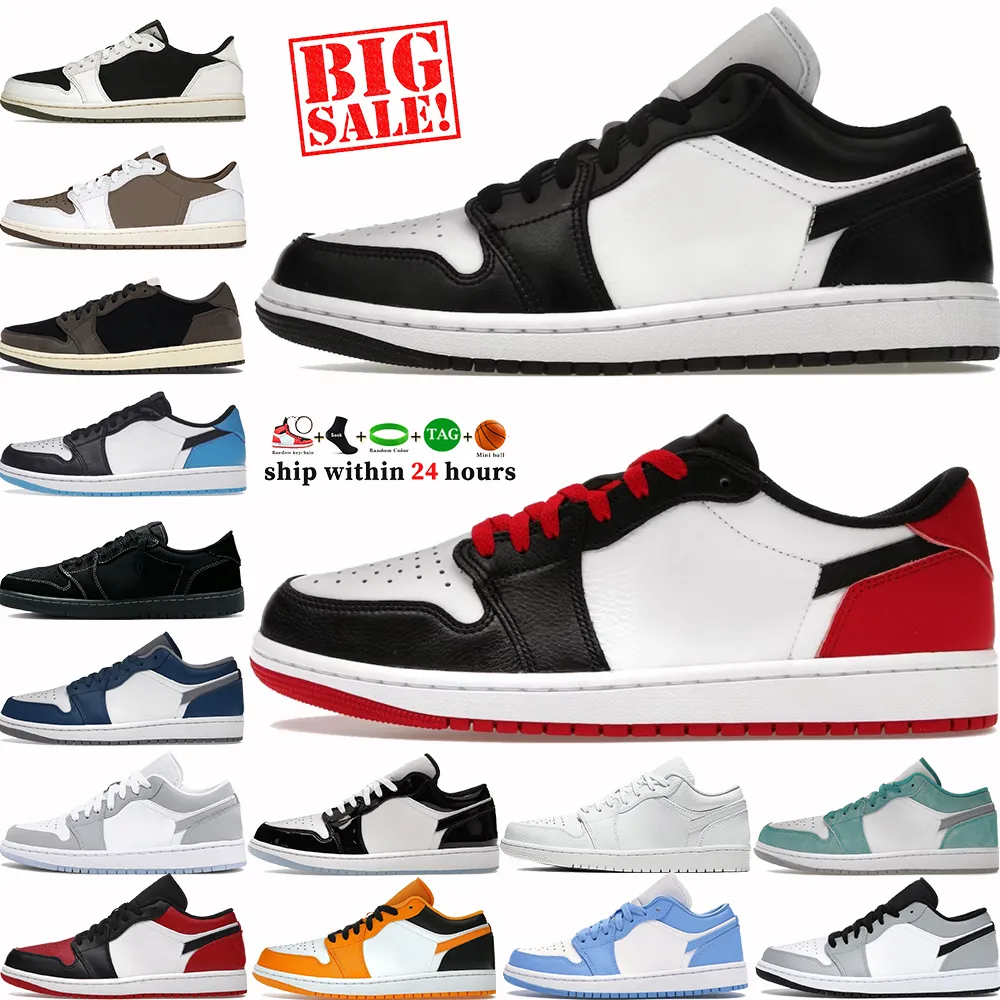 Nowe 1 niskie buty do koszykówki 1S Jumpman Black Toe Średni oliwkowy dym Wolf Grey Concord Patent Czarny Phantom Dark Powder Blue OG Mens Domens Designer Designer