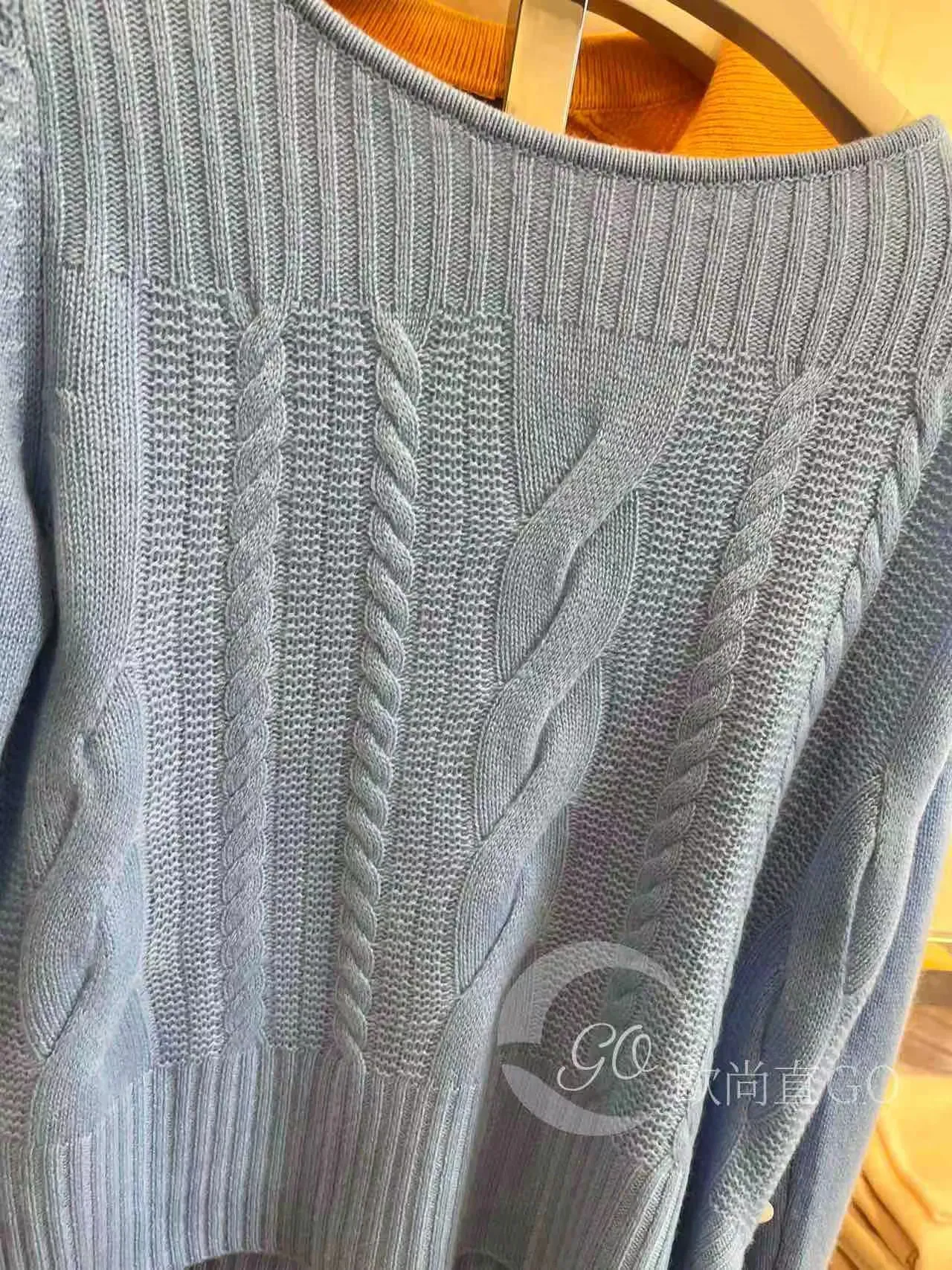 レディースセータースプリングN.peal Sky Blue Round Neck Pattern Cashmereセーター