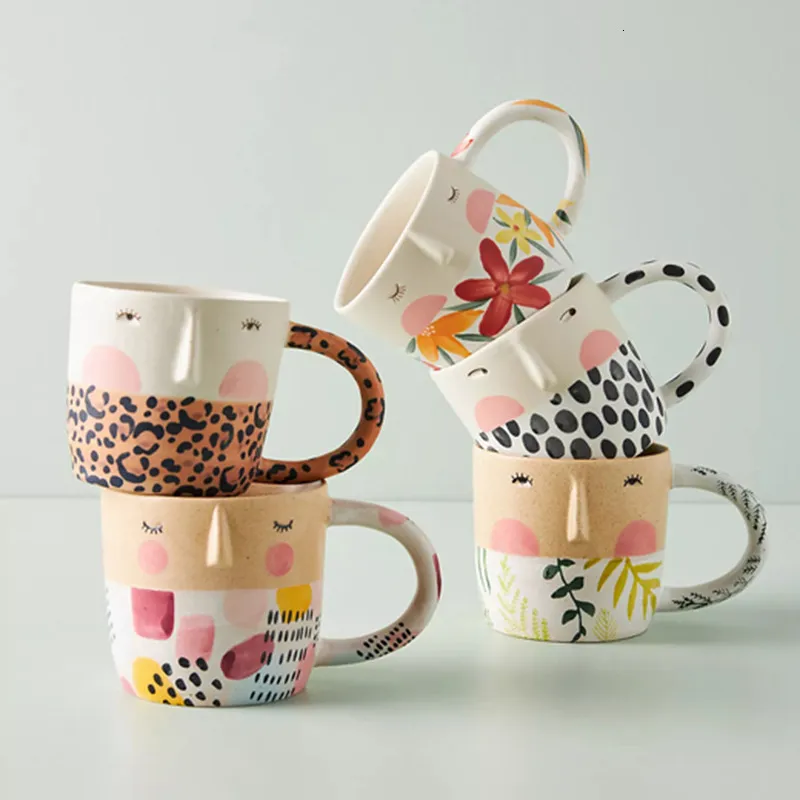 Mugs DIY Mug Korean Style Handmade Cups Creative Cup Ceramic For Gift Coffee Modern Lovely Kitchen Accessories 230815