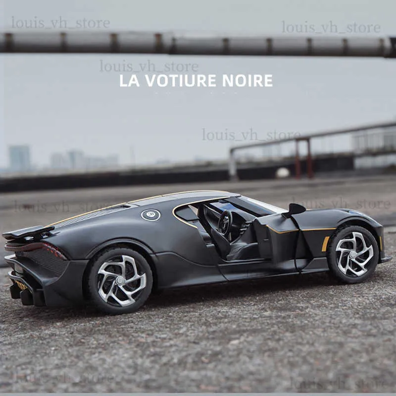 1 24 Bugatti la Voiture Noire Black Dragon Supercar Auto Auto per auto Raccolta Model Car Sound e Light Toys per Ldren T230815