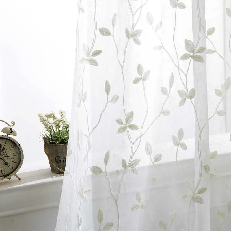 Cortina moderna pastoral branco simples versátil bordado vime rattan tela cortinas de tule puro para janelas do quarto sala estar