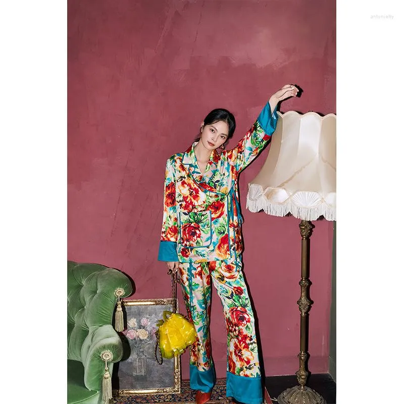 Women's Sleepwear Flower Printing Designer Clothes Women Luxury Two Piece  Sets Womens Outfits Pyjamas Night Wear For Loungeset
