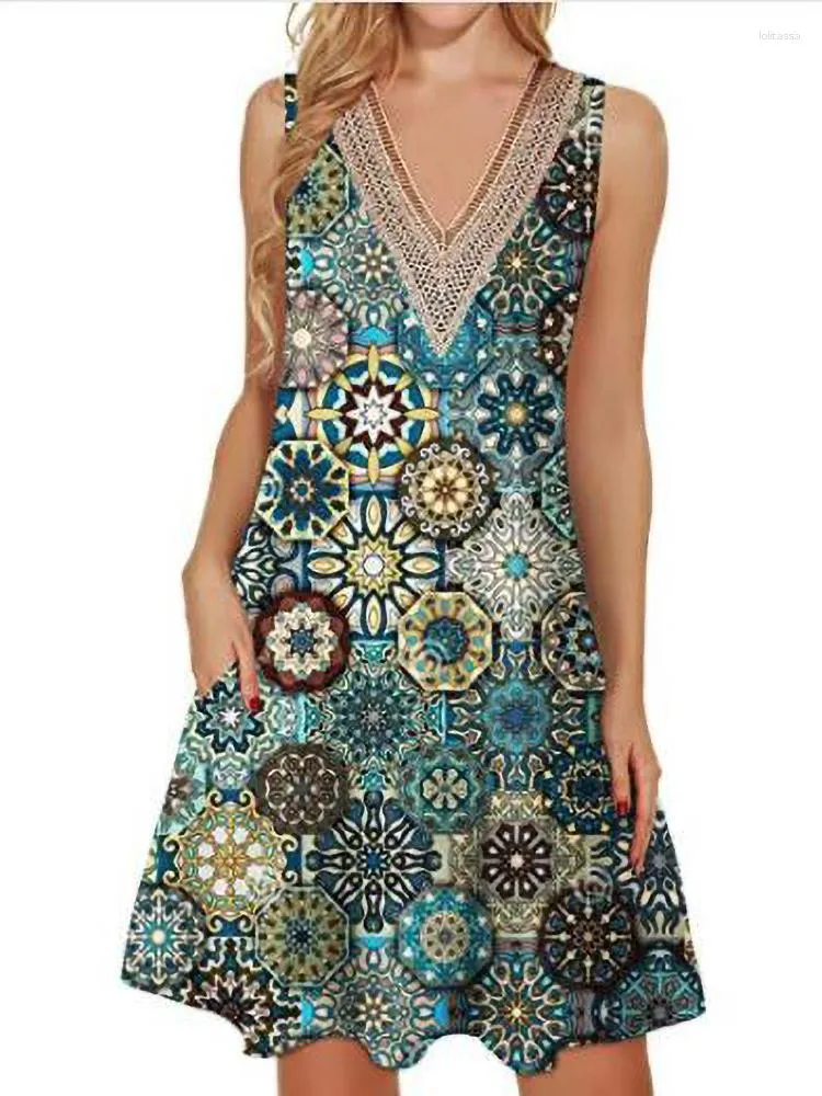 Casual jurken zomer dames mouwloze stijl katoenmateriaal 2023 mode v-neck pullover losse vestjurk