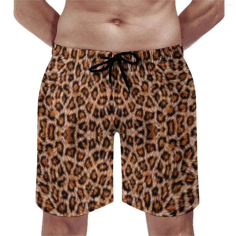 Мужские шорты леопардовая печать летняя золотая кожа животных Серфинг пляж Мужчина быстро сухой повседневной обычай плюс размер