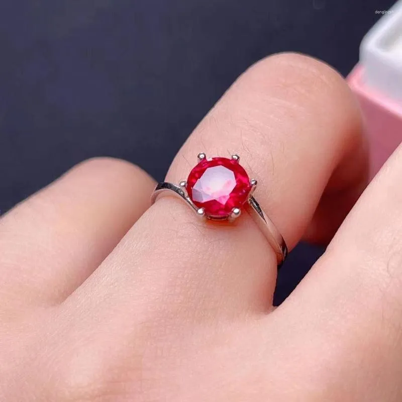 Pierścienie klastrowe USPS Drop Real Ruby Capstone for Women S925 Silver Fine Jewellery Birthstone Prezent Wedding FM2061 Pierścień