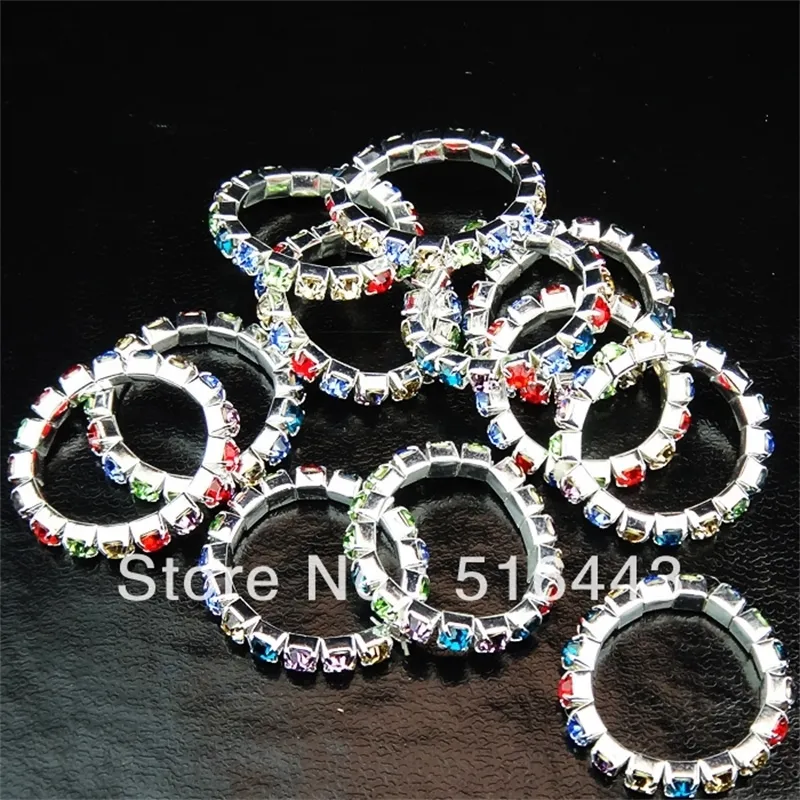 Pierścienie zespołowe 48pcs kolorowe czeskie srebrne kobiety lub stóp hurtowe partie biżuterii A230 230814