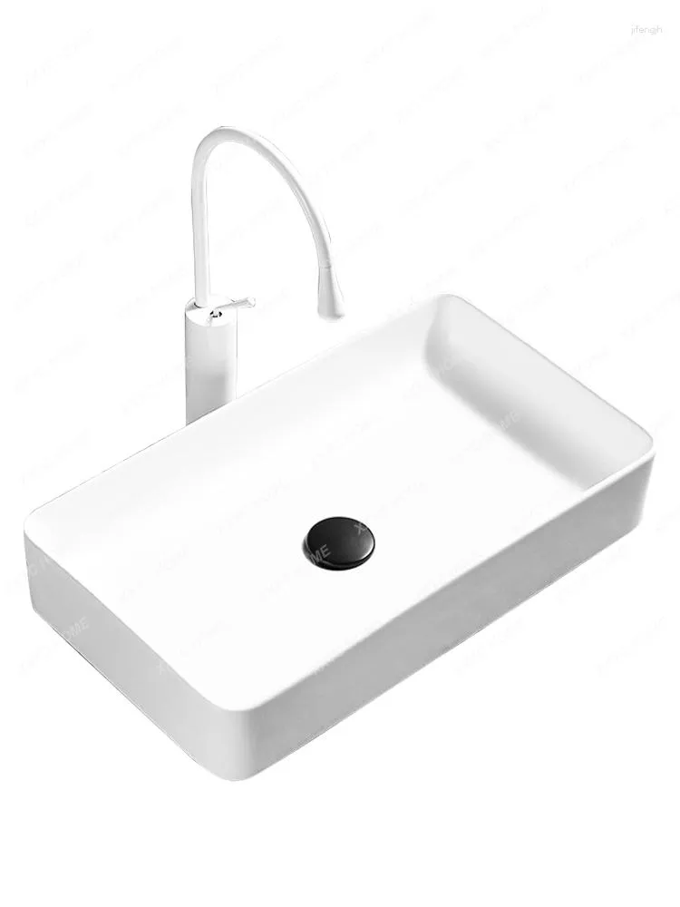 Bathroom Sink Faucets Matte White Table Basin Household Ceramic Single Square Balcony Round Small Face Washing Pool