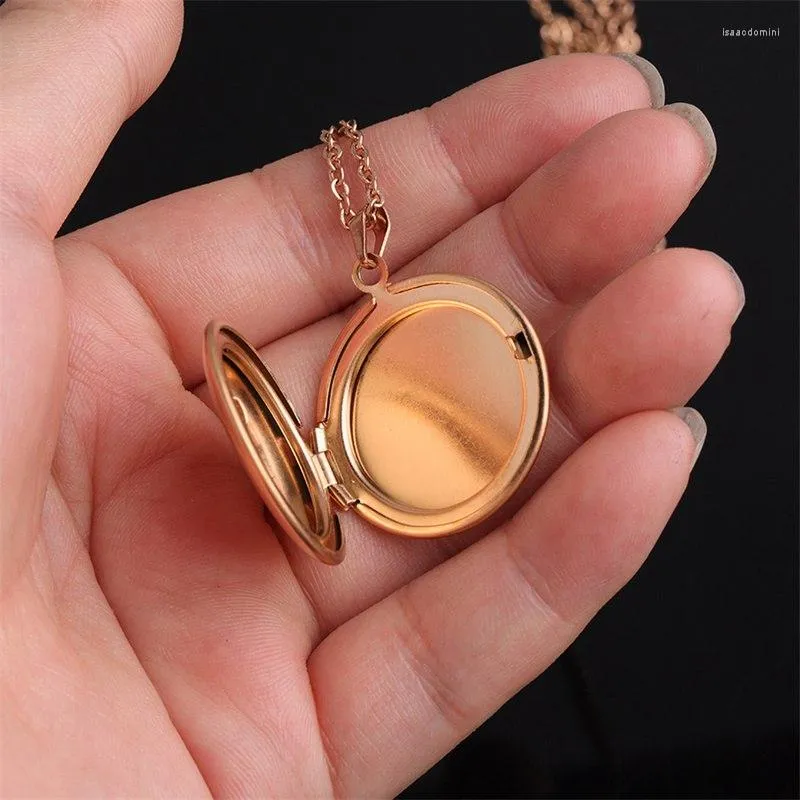 Chains Stainless Steel Color Geometry Necklace Mirror Circular Necklaces Round Box