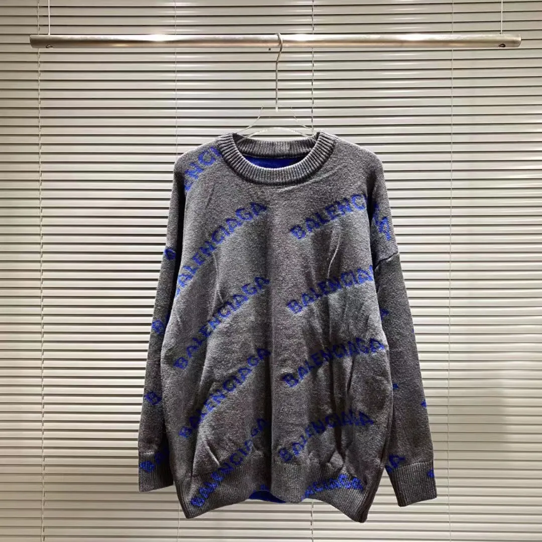 Womens Autumn Winter Knit Sweater, Round Neck, Letter Logo Jacquard ...