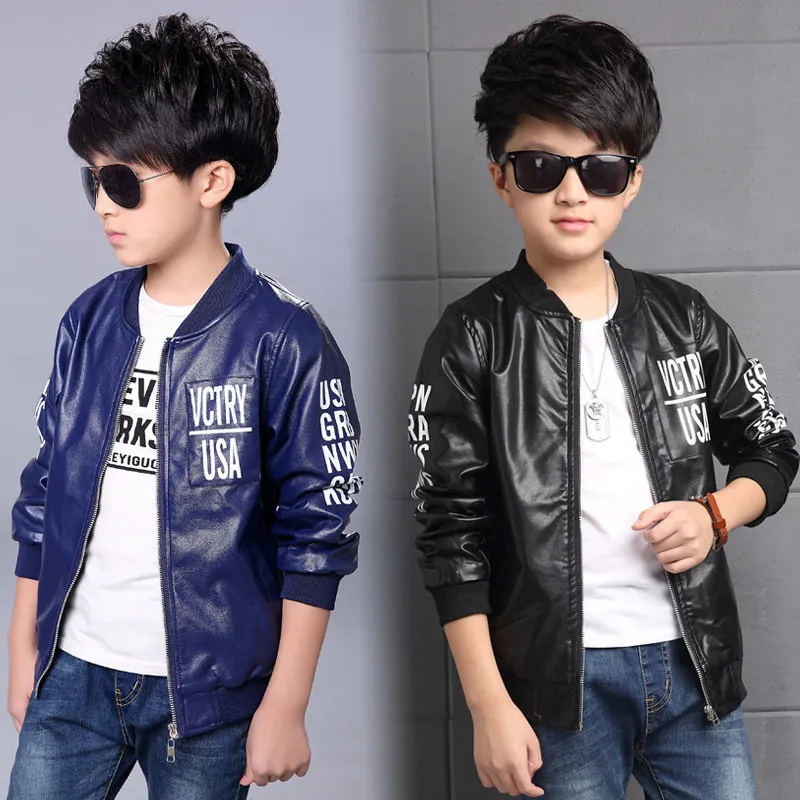 ト セール おすすめ Kids Leather PU Boys 2023 Autumn Jackets Letter With Boys Kids'Bags&Wallets