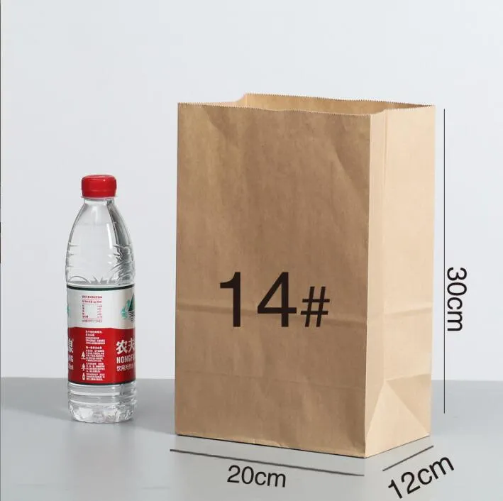 30*20*12 cm weiße Kraftpapierbeutel recycelbarer Lebensmittel Brot Süßigkeiten Verpackung Einkaufsfeier zum Mitnehmen backen umweltfreundlich trockener Lebensmittelbeutel Custom Logo