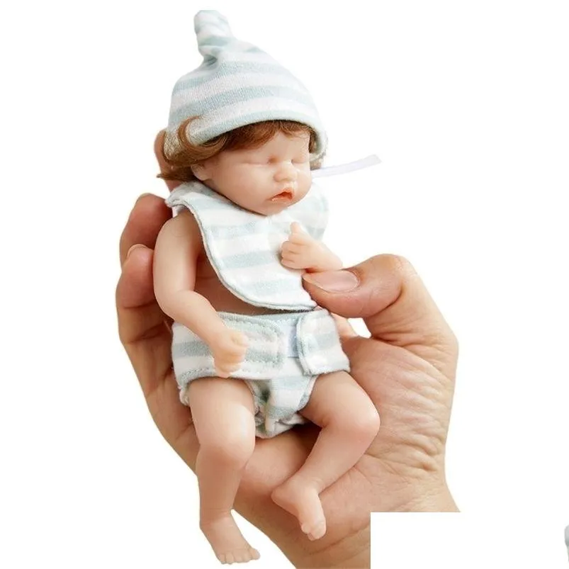 Dolls 6Inch 15Cm Mini Reborn Baby Doll Girl Fl Body Sile Realistic