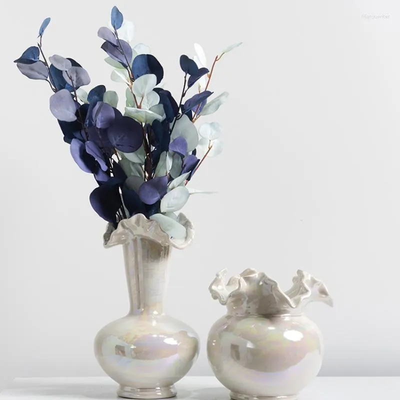 Vase Light Luxury Lace Vase Ceramic Flowerpot Nordic Styleシンプルなホームリビングルームの入り口