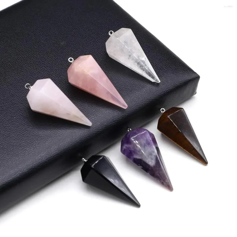 Pendant Necklaces Fine Natural Stone Pendants Cone Tiger Eye Rose Quartz Pendulum For Jewelry Making Diy Women Necklace Earrings Gifts