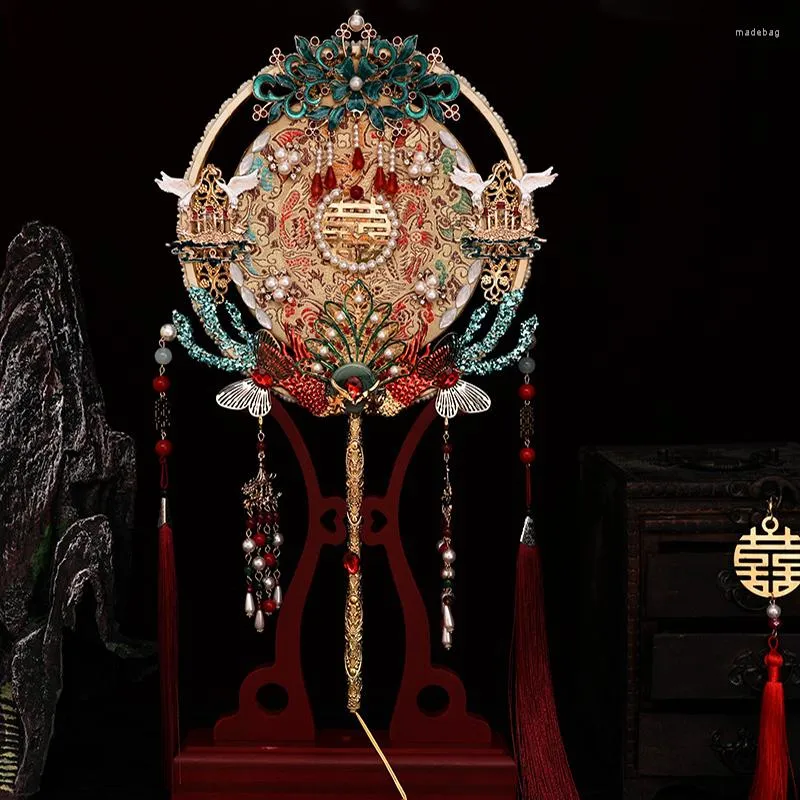 Dekorativa figurer Vintage Hand Fan Custom Fans Weddings Wood Held kinesisk stil bröllopstillbehör