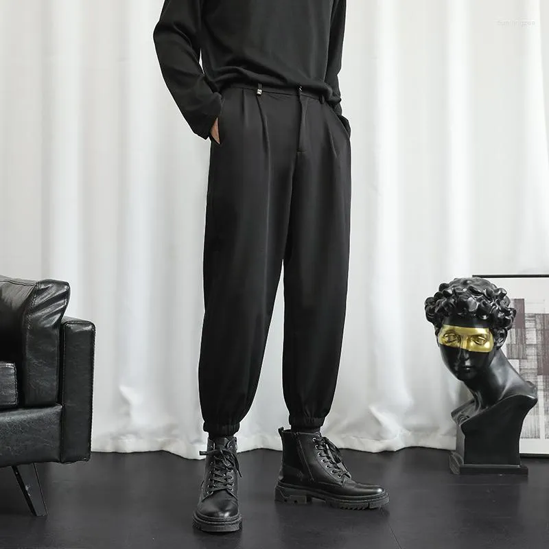 Мужские брюки 2023 Весеннее лето гарем ткань драпировка оригинальная повседневная длина лодыжки конические брюки тонкая свободная японская одежда
