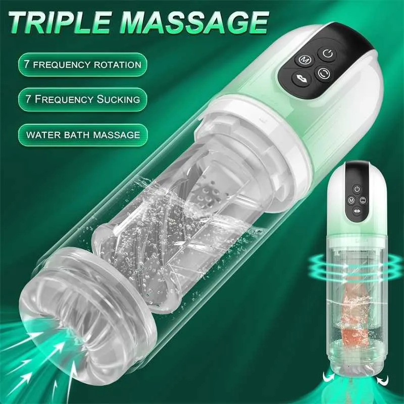 Sex Spielzeug Massagegerät Automatischer Masturbator Saugen Drehen Vakuumpumpe Penis Wasser Vagians Männliche Männer Masturbationschale