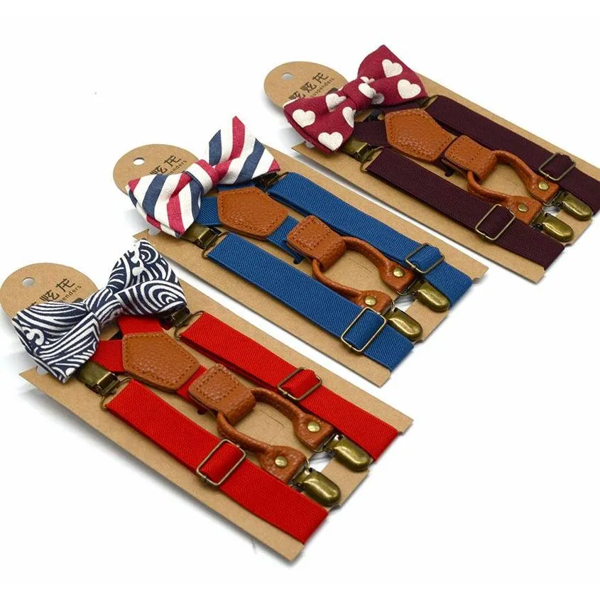 Belts Suspenders Children Adjustable Lattice Baby Plaid Braces Kids Strap Clip With Bow Tie 12 Colors C5916 Drop Delivery Maternit Dhsfl