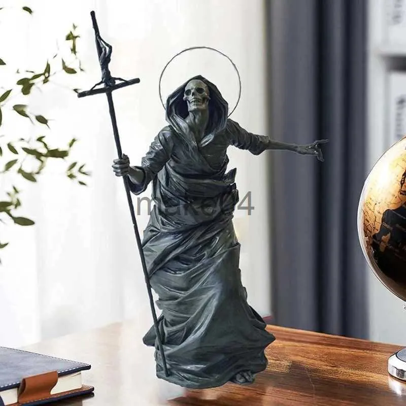 Nyhetsartiklar gotisk heminredning staty svart död skelett skyddshalloween skulptur harts dekoration hantverk ornament skalle figur j230815