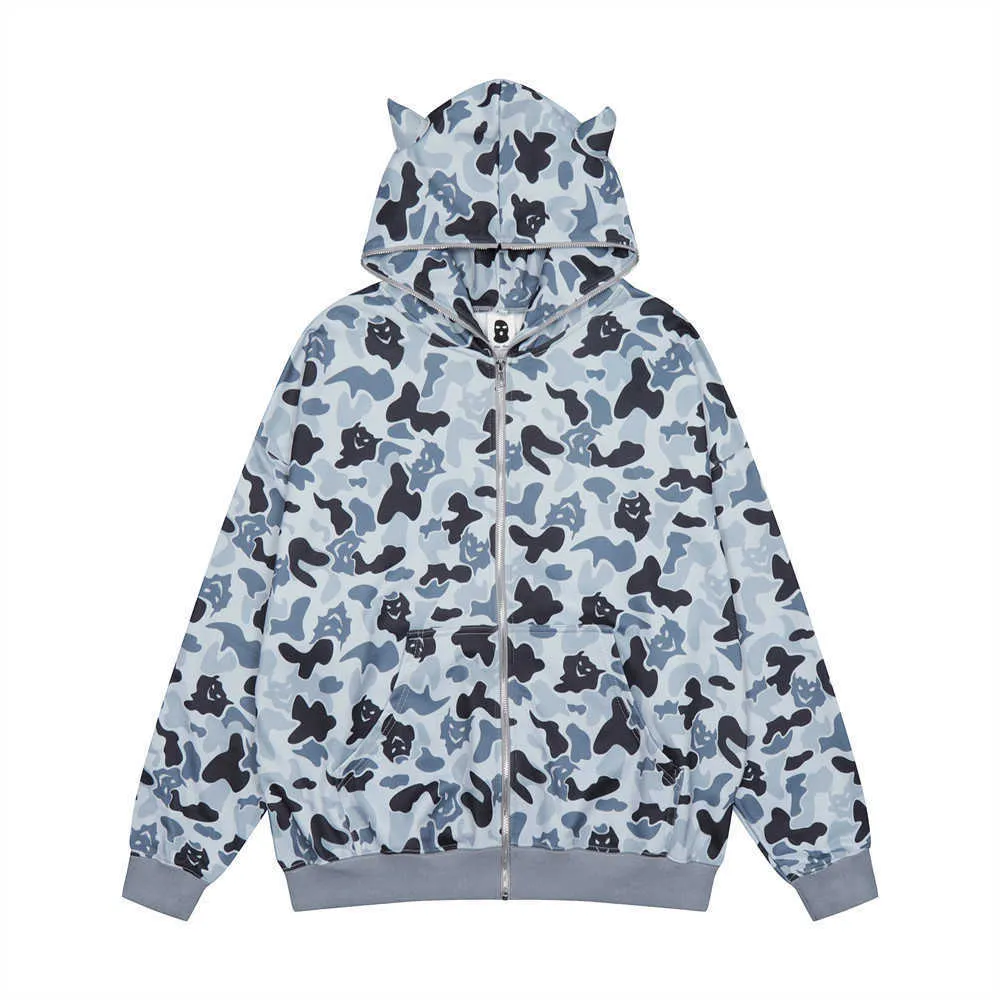 DHgate.com:Monster Face Graphic Zip-Up Hoodie - Mens