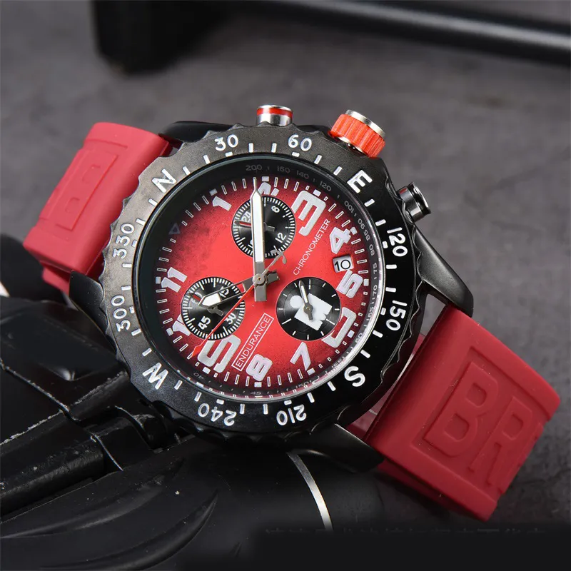 Endurance Chronograph Watch 44mm Designer Quartz Watch, Rubber Band, Day Date Display, Sport Dress Styles