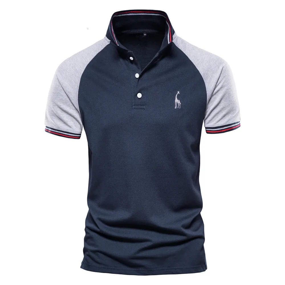 Męskie polo aiopeson jakość marki Polo solidne kolorowe koszule dla mężczyzn Casual Giraffe Hafting Odzież 230815