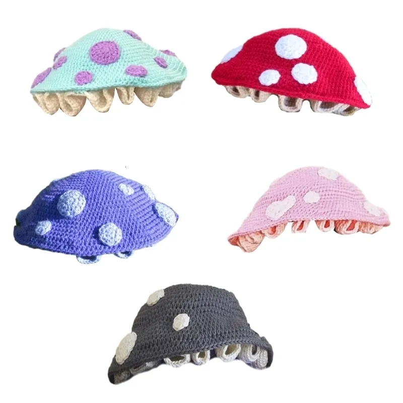 Beanie/Skull Caps grappige gebreide beanie hoed champignon Halloween grote champignon slouchy hoed feest hoeden 230814