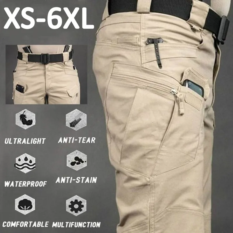 Herenbroeken Snel droge Outdoor Militaire Meervakken Multi -zakken Elastische Tactical Pant Waterdicht PLUS MIZDE 6XL Casual ladingbroeken Men Kleding 230815