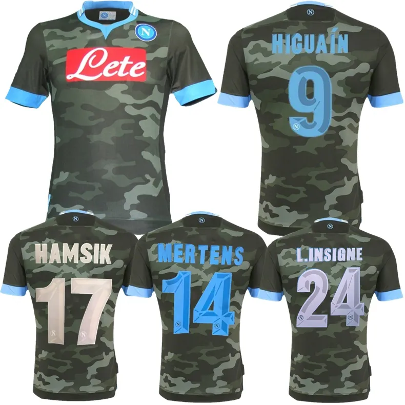 2013 2014 SSC Napoli Retro Soccer Jereys 13 14 Europäische Mertens Away Higuain Insigne Hamsik Pandev Vintage Classic Football Shirt