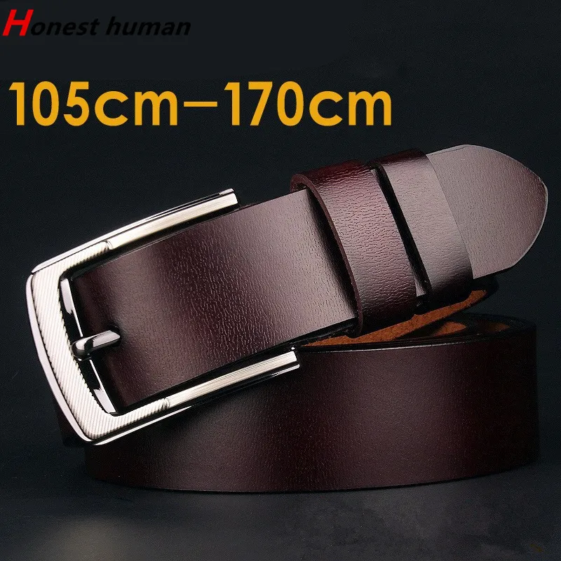 Outros acessórios de moda cinturões além de grande tamanho grande couro genuíno para homens gordas gentas pinos quadrados fivela cinturão macho strap 140 150 160 170cm de comprimento 230814