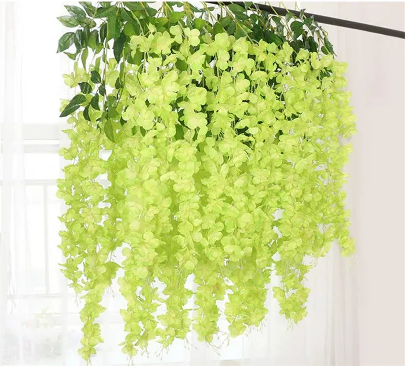 110cm dense wisteria flower artificial silk flower vine elegant wisteria vine rattan for wedding garden home parties decoration