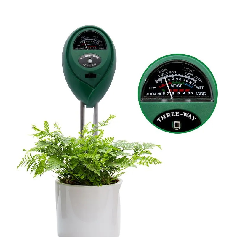 3 in1 Feuchtigkeit Sonnenlicht pH -Messgerät Boden Wassersäure Feuchtigkeit Licht pH -Test Gartenpflanzen Blumen Feuchter Tester Testinstrument