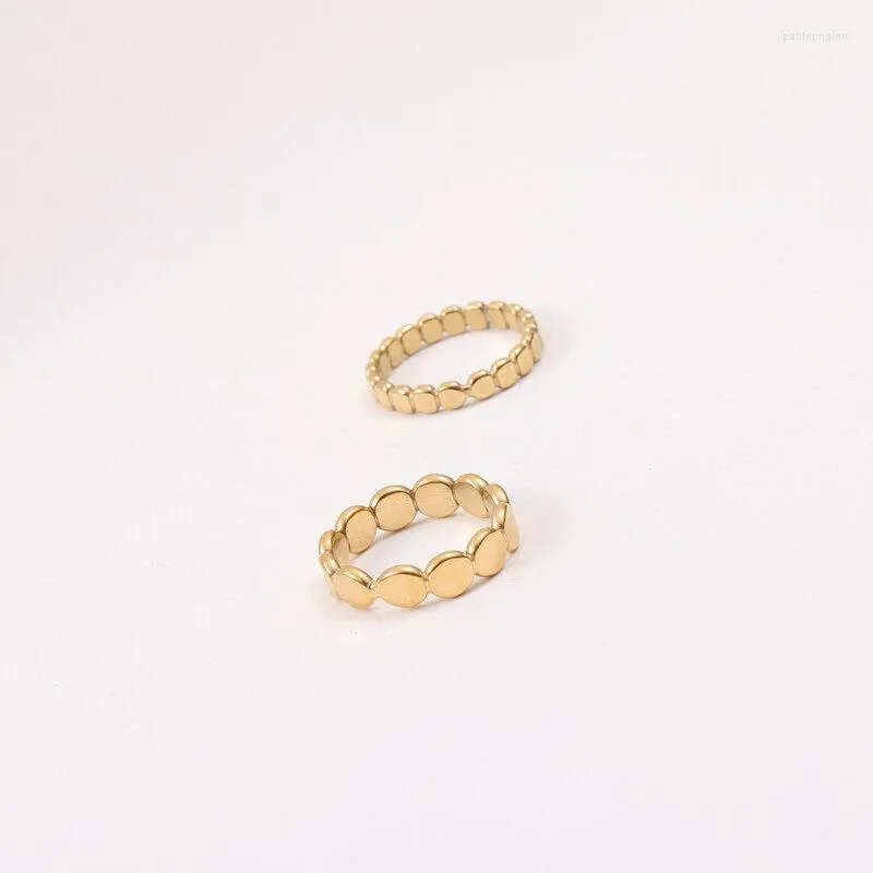 Pierścienie klastra joolim biżuteria hurtowa wysoka końcówka PVD za darmo moda płaska koralika w kształcie koła zębatego pierścienia ze stali nierdzewnej dla kobiet